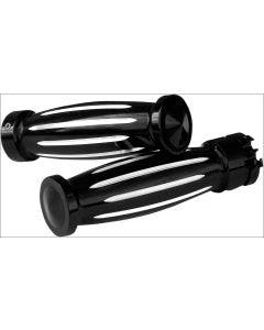 Accutronix Custom Gothic Diamond Style Black Contrast Hand Grips Harley Cable Throttle