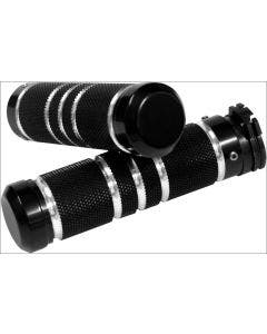 Accutronix Custom Gothic Style Knurled Black Contrast Hand Grips Harley Cable Throttle