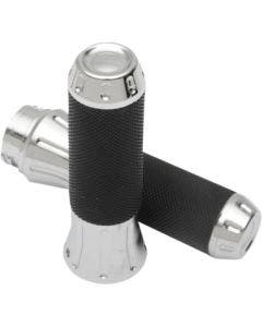 Drag Specialties Rubber-Covered Chrome Hand Grips for Harley Throttle by Wire