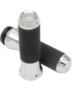 Drag Specialties Rubber-Covered Chrome Hand Grips for Harley Cable Throttle