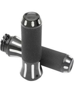 Drag Specialties Rubber-Covered Black Clear Cut Grips Harley Throttle by Wire