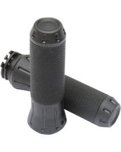 Drag Specialties Rubber-Covered Stealth Tone Black Grips Harley Throttle by Wire