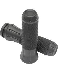 Drag Specialties Rubber-Covered Stealth Tone Black Grips Harley Cable Throttle