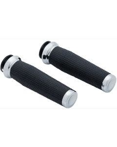Kuryakyn 5960 Chrome Thresher Textured Motorcycle Handlebar Grips 18-19 Indian