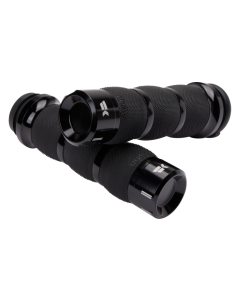 Khrome Werks Avon Air Cushion Klassic Black Hand Grips for Harley TBW Throttle