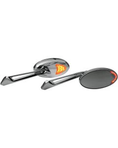Rivco Chrome Custom Amber LED Accent Handlebar Mounted Mirrors Harley or Metric