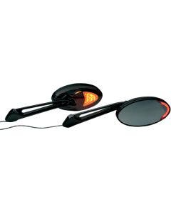 Rivco Black Custom Amber LED Accent Handlebar Mounted Mirrors Harley or Metric