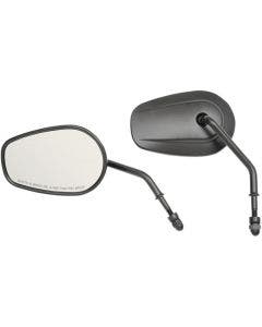 Drag Specialties Matte Black OE Style Short Stem Teardrop Mirrors for Harley