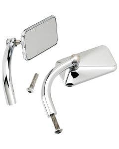Biltwell Chrome Square Utility Mirrors Perch Mount 4 Harley Metric Custom (pr)