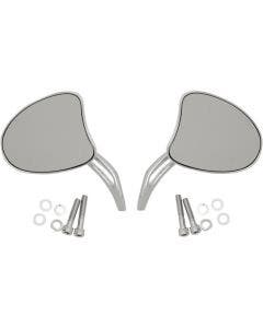 Drag Chrome Tapered Mirrors w/ Slotted Stems 4 3/4" Mirror Stem Harley / Metric