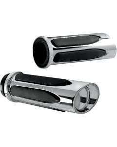 Arlen Ness Chrome Deep Cut Soft-Touch Hand Grips Harley Throttle by Wire