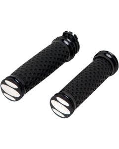 Arlen Ness Black Scalloped Soft-Touch Grips Dual Cable for Harley | 07-084