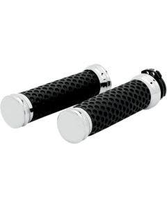 Arlen Ness Chrome Smooth Soft-Touch Hand Grips Dual Cable for Harley