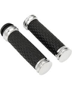 Arlen Ness Chrome Smooth Soft-Touch Hand Grips Harley Throttle by Wire