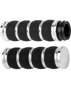 Arlen Ness Fusion Chrome Ring Leader Hand Grips Harley Dual Cable Throttle 76-Up