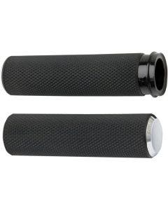 Arlen Ness 07-326 Fusion Chrome Knurled Hand Grips Harley Throttle By Wire 08-Up