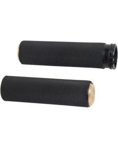 Arlen Ness Fusion Brass Knurled Hand Grips Harley Dual Cable Throttle 76-Up