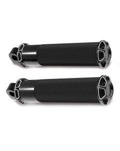 Arlen Ness Beveled Black Fusion Male Mount Foot Pegs for Harley or Metric