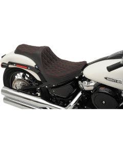 Drag Specialties Red Double Diamond Predator 3 Seat Saddle 18-23 Harley Softail