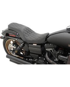 Drag Predator 2-up Double Diamond Stitched Seat for Harley Dyna FXD 06-17