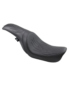 Drag Predator Flame Stitch Black Solar Reflective Leather Harley Seat for Dyna 06-17