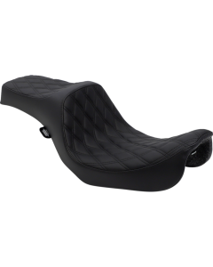 Drag Predator III Double Diamond Black Thread Vinyl Harley Seat for 06-17 FXD/FLD 