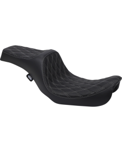 Drag Predator III Double Diamond Silver Thread Vinyl Harley Seat for 06-17 FXD/FLD 