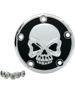 Drag Specialties Black & Chrome Skull Points Ignition Cover Harley TC 99-17