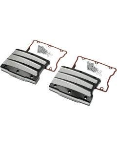 Performance Machine Black Platinum Cut Scallop Rocker Box Covers Harley Twin 99-