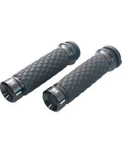 Khrome Werks Black Diamond Grips Klassic for Harley Motorcycles w| 1" Bars TBW