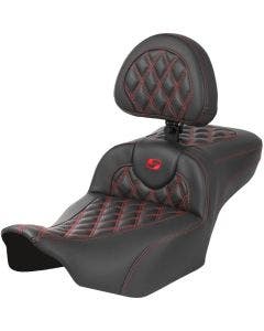 Saddlemen Carbon Fiber W/Red LS EXT RoadSofa Seat W/Backrest Harley 23-25 FLHX/FLTRX 