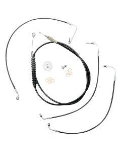 La Choppers Black Standard Cable Brake Line Kit 15-17 Bars Harley Softail 18-Up