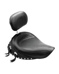 Mustang 79109 Studded Wide Solo Seat w Driver Backrest for Harley Dyna FXD 96-03