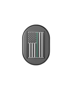 Figurati Antenna Left Cover Black w/ Green Line American Flag 4 Harley 09-23 Touring