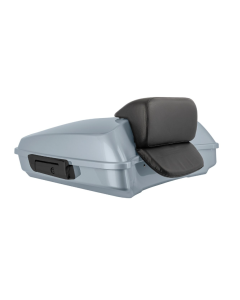 Hogworkz Barracuda Silver Razor Tour Pack Slim Backrest Black Hardware for Harley® FLH '97-'24