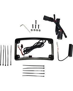 CD LED All-in-1 Signal Black Radius License Plate Frame 4 Harley FLHR/T 14-23
