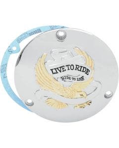 Drag Specialties Gold 3 Hole Live to Ride Derby Cover Harley Big Twin 70-98