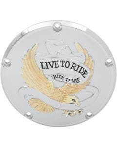 Drag Specialties Gold 5 Hole Live to Ride Derby Cover Harley Twin Cam 99-16