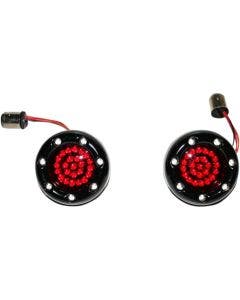 Custom Dynamics Black Bullet Ringz Red LED Turn Signals 1156 w/ Red Lens Harley