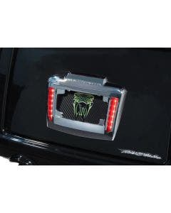 Ciro 40080 Chrome License Plate Frame & Red LED Running Light Harley Trike 09-Up