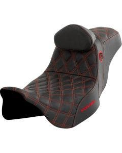 Saddlemen Pro Series SDC W/Red Stitch Seat W/ Backrest Harley 08-23 Touring