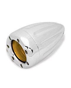 Arlen Ness Chrome Deep Cut Amber Lens Turn Signal & White LED Trim Ring for Harley