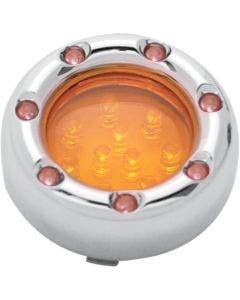 Arlen Ness Chrome Fire Ring Turn Signals White LED Amber Lens Bullet Deuce Style