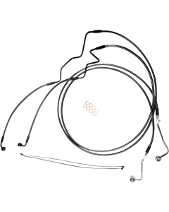Magnum Designer +4" Front Lower Dual Disc ABS Brake Line Kit Black Harley 14-Up