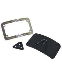 V Factor Curcved Laydown License Plate 3 Hole Mounting Frame Tag Bracket Kit for Harley