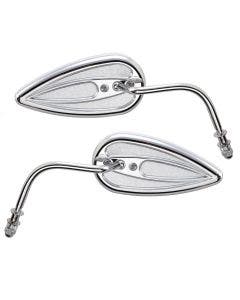 Arlen Ness 13-035 13-036 Chrome Left & Right Teardrop Mirror with Steel Stem Universal