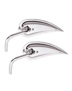 Arlen Ness Chrome RAD III Teardrop Handlebar Mirrors Steel Stem Harley Pair