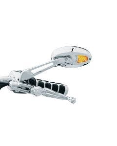 Kuryakyn 1431 Chrome Turn Signal Handlebar Mirrors w/ Flat Glass Harley Metric