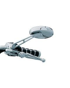Kuryakyn 1437 Chrome Ellipse Handlebar Mirrors w/ Flat Glass Harley Metric
