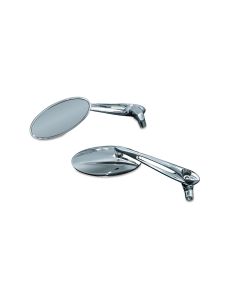 Kuryakyn Pair Chrome Trident Convex MIrrors w/ 9" Stem Arm for Harley & Metric